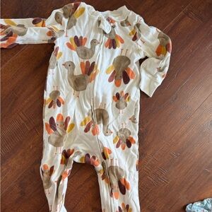 Carter's Festive Turkey Print Footie - Cream, Brown, Orange